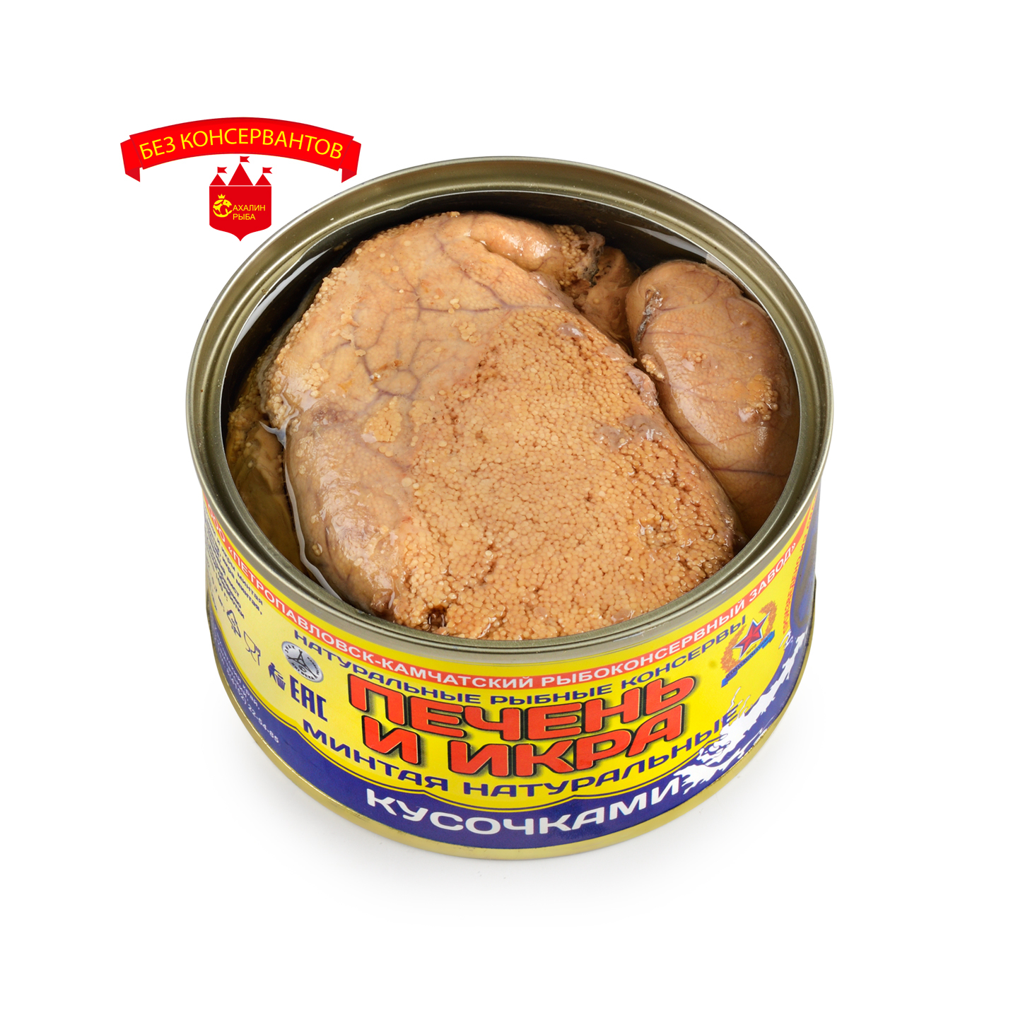 Печень и икра минтая, кусочки натуральные 227 гр.