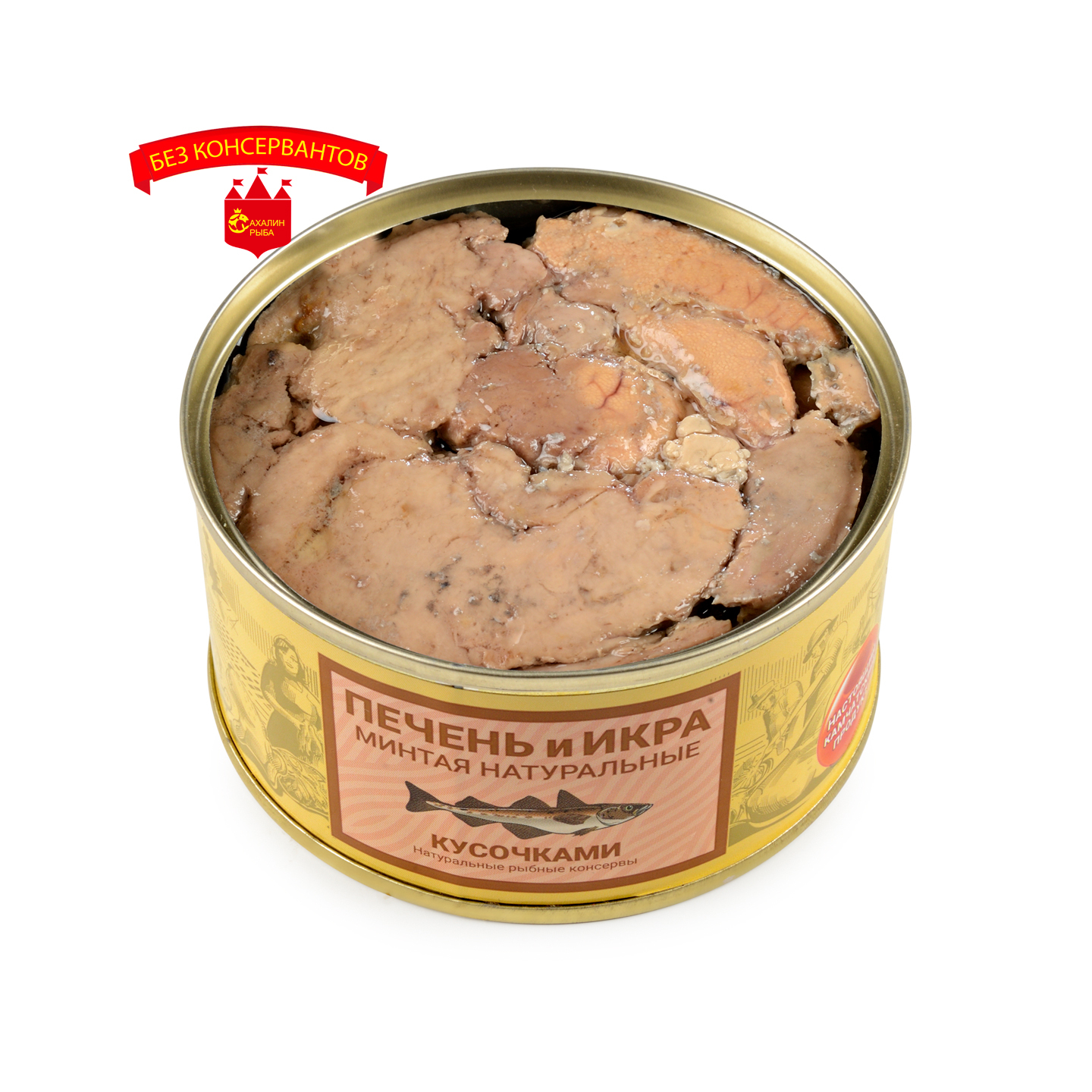 Печень и икра минтая кусочки 185 гр.